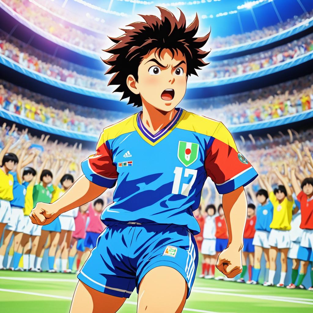 Dynamic Soccer Star in Anime Style