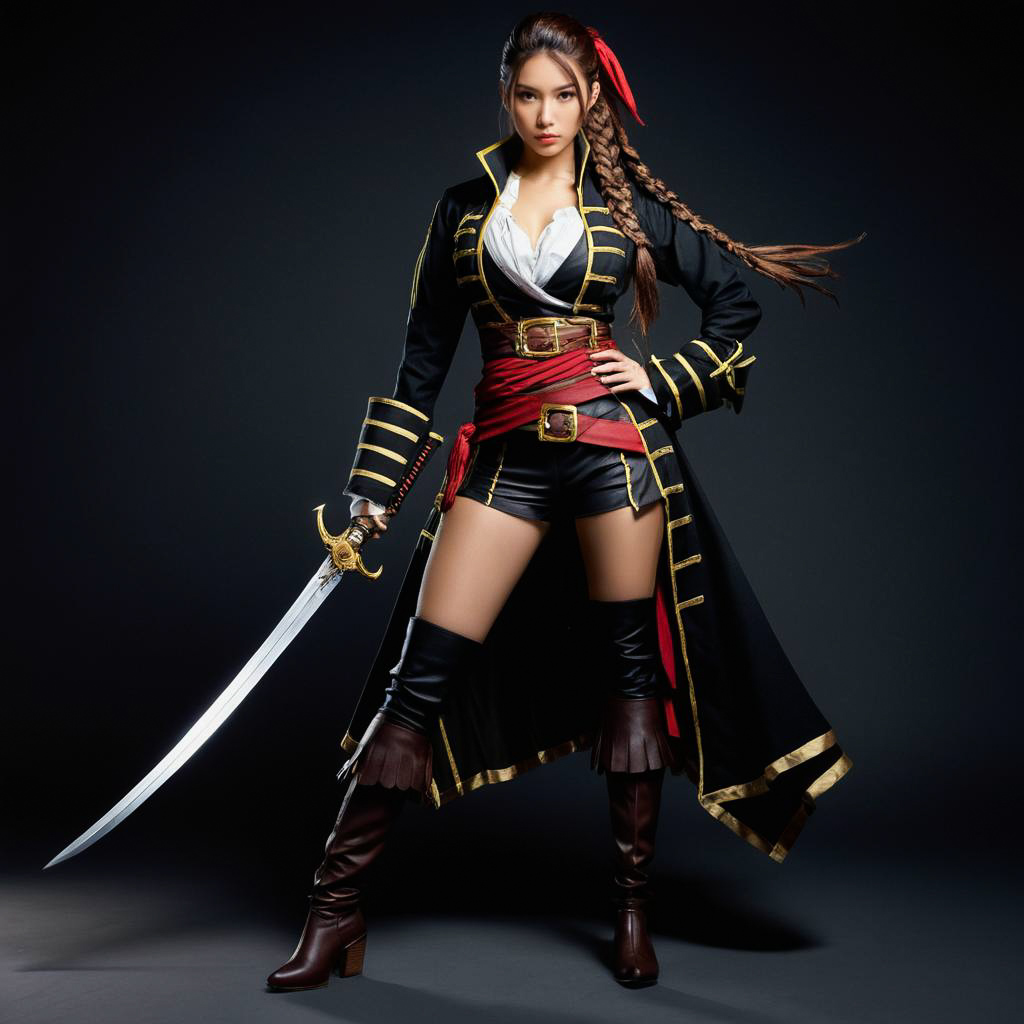 Pirate Swordswoman in Dramatic Pose