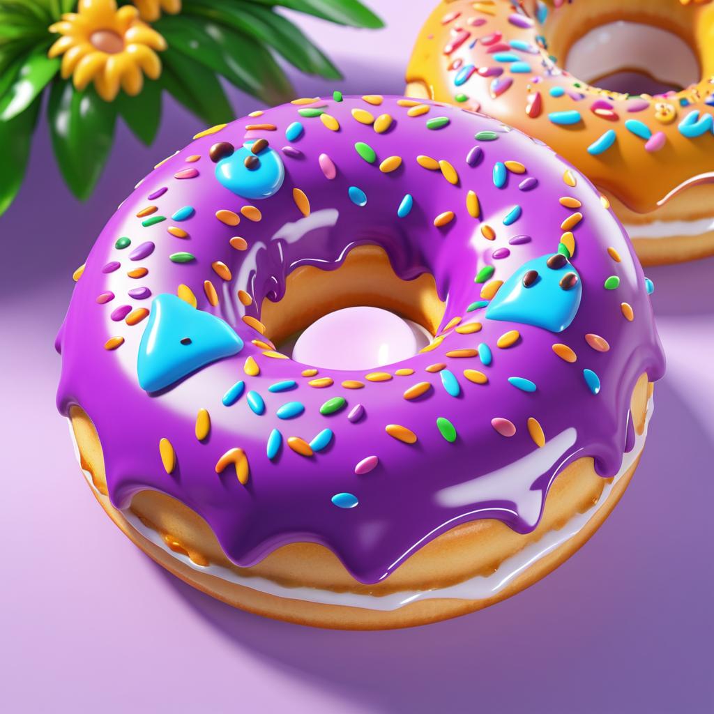 Smiling Face Donut in Sunny 3D Scene