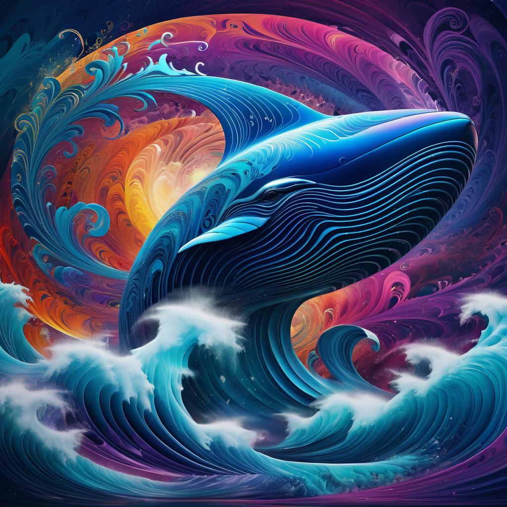 Majestic Whale on a Swirling Tornado