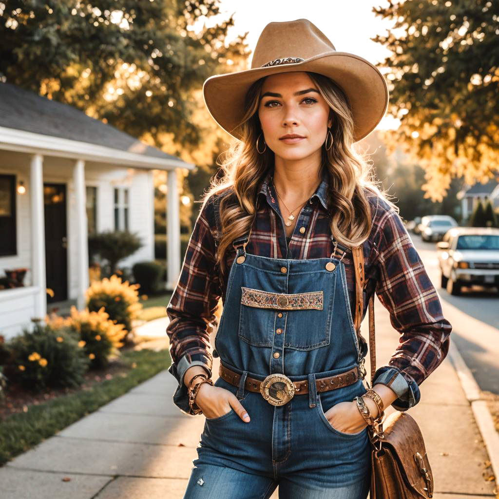 Boho-Chic Country Girl in Autumn Light