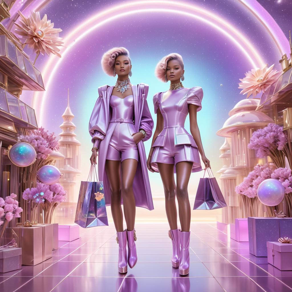 Dreamy Futuristic Space Fashion Scene