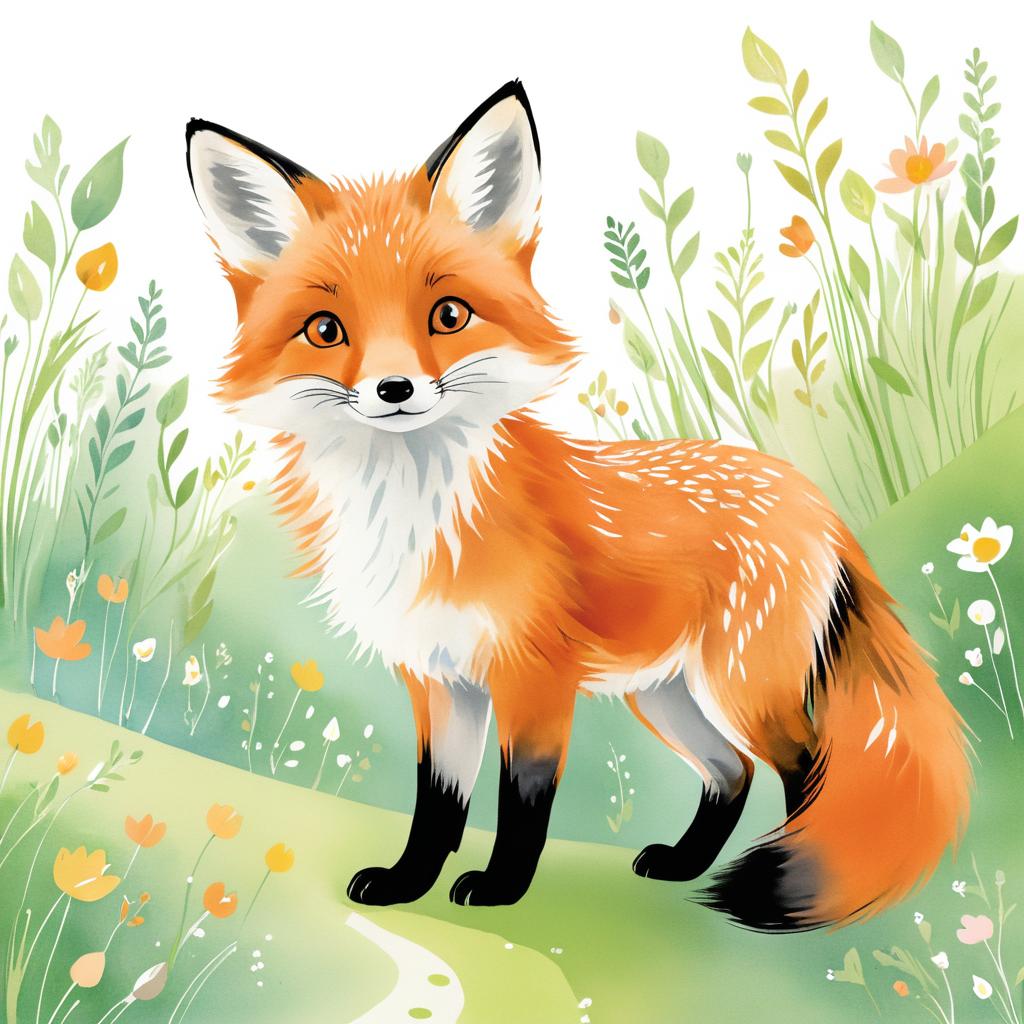 Curious Fox in Charming Children’s Style