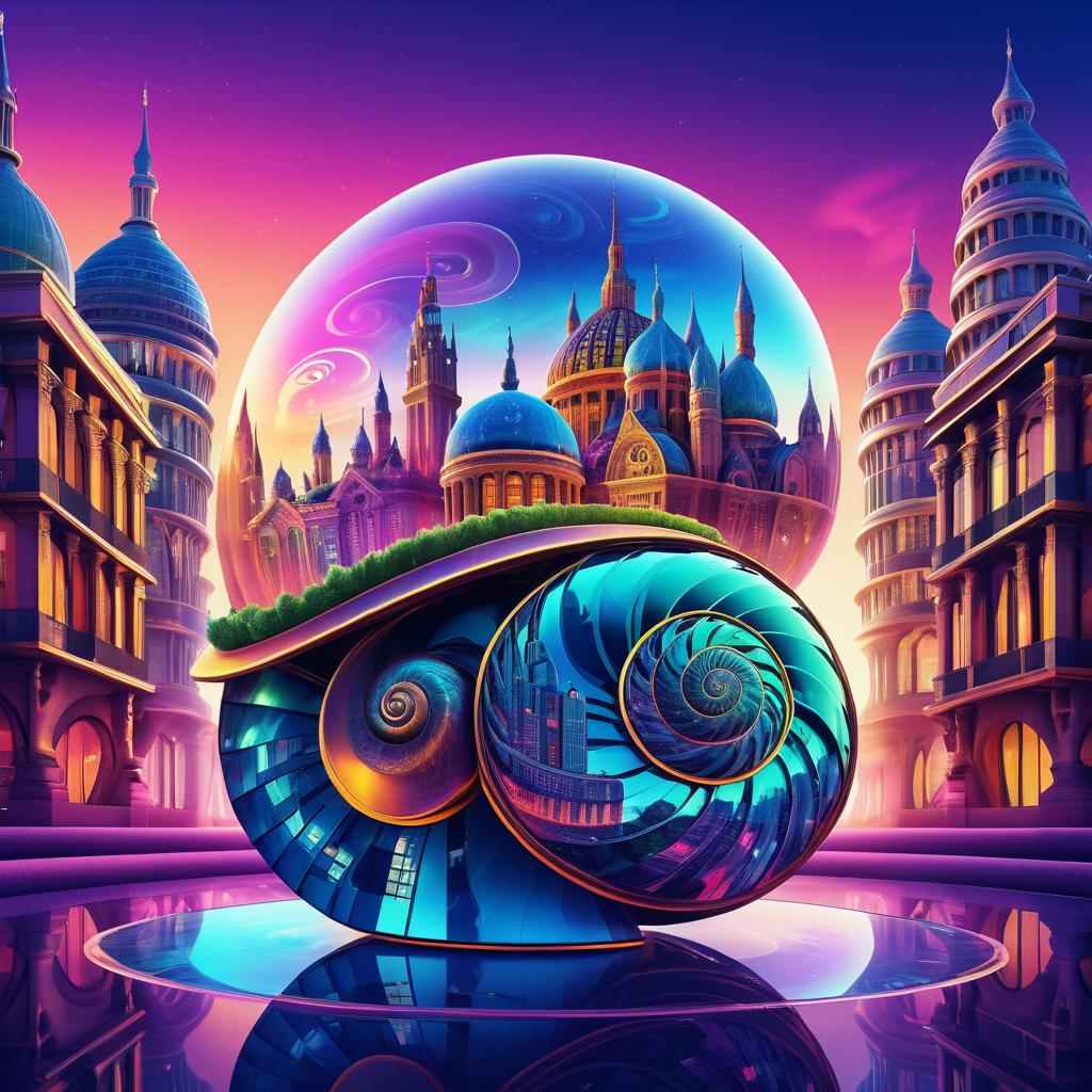 Surreal Snail with Cityscape Shell