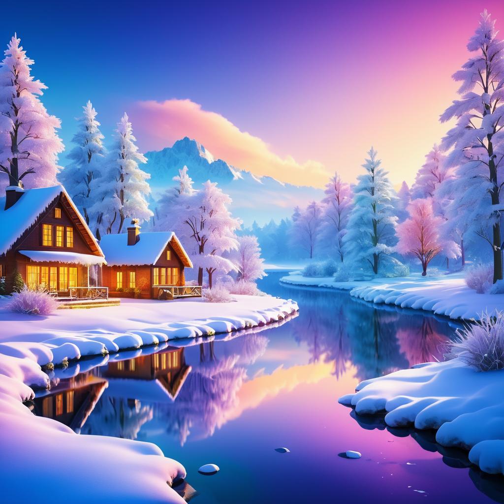 Serene Winter Wonderland in Vibrant Colors