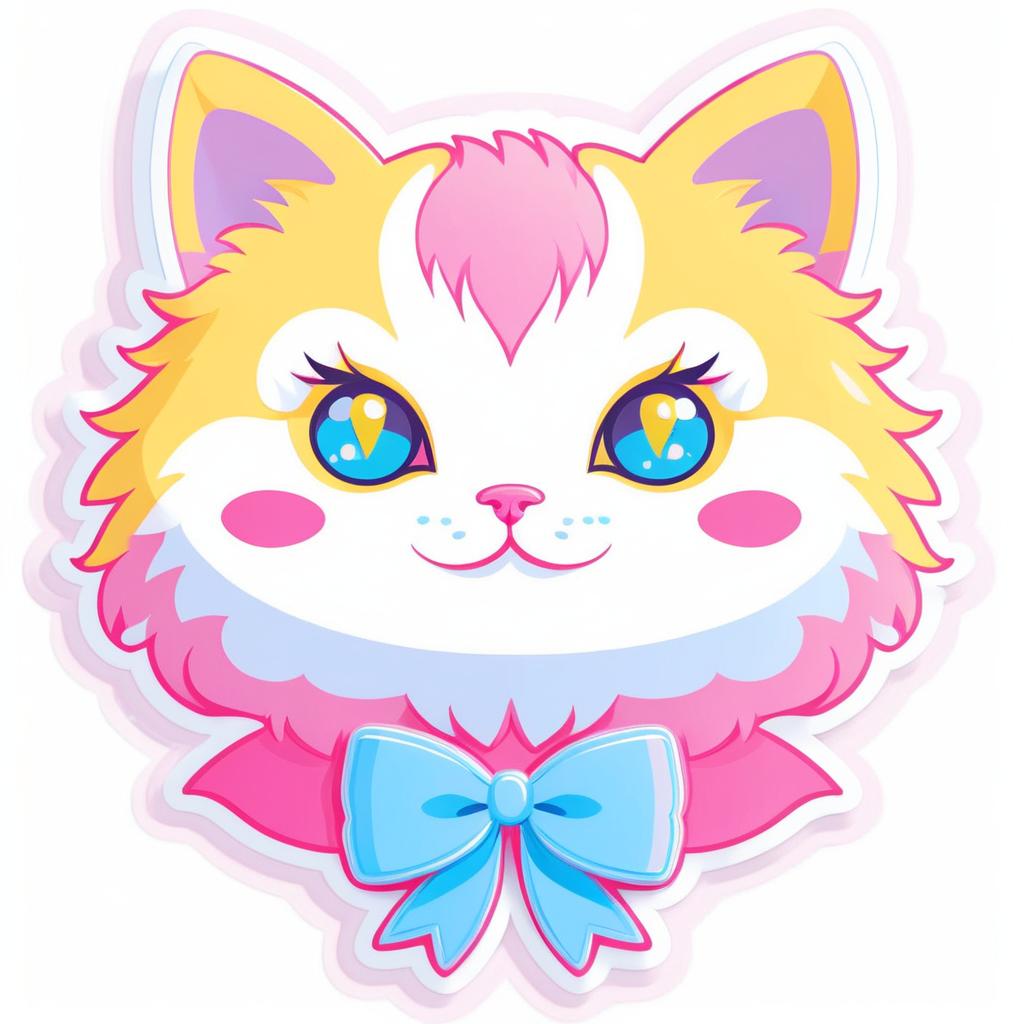 Cute Kawaii Cat Die-Cut Sticker Design