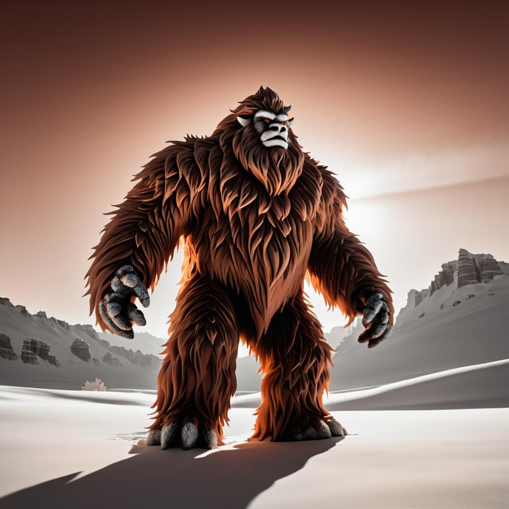 Giant Yeti in Dramatic Snowy Landscape