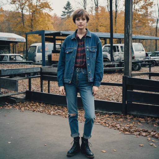 Woman in 90s Grunge Denim Outfit