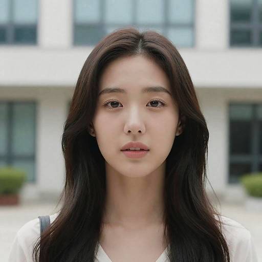 Close-up of Korean Woman Outdoors