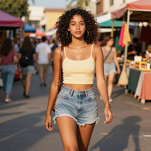 Freckled Girl in Urban Market