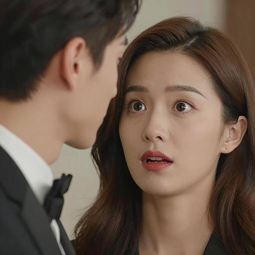 Surprised Woman and Leaning Man Portrait