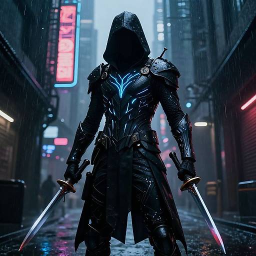 Bioluminescent Assassin in Neon City