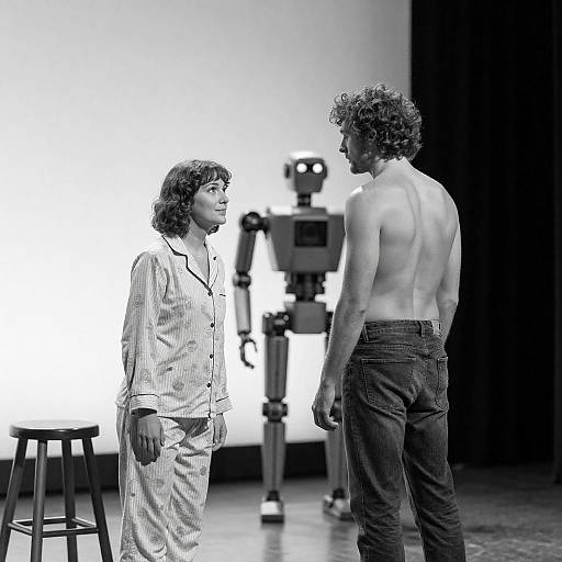 Shirtless Man and Woman on Stage