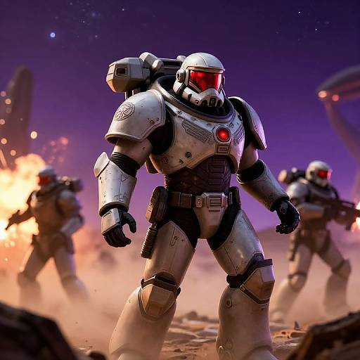 Space Marine Commander on Alien Battlefield