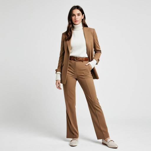 Chic Modern Professional in Camel Pantsuit