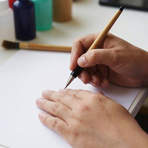 Close-Up of Hands Writing with Pen