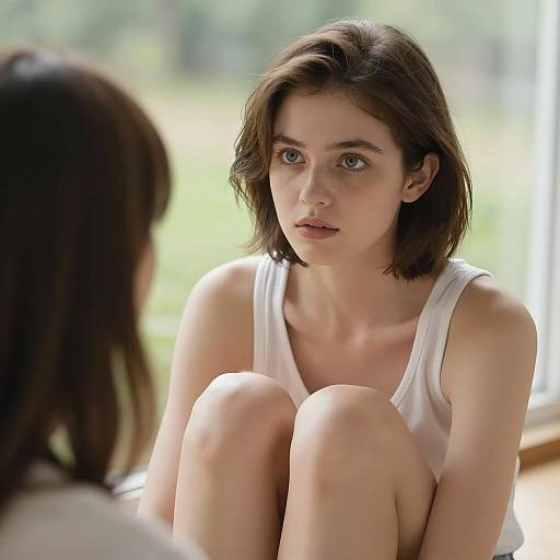 Young Woman in White Tank Top Outdoor