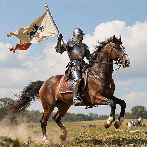 Heroic Baldwin IV Charging into Battle