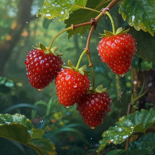 Hyper-Realistic Dewy Flowberries in Jungle