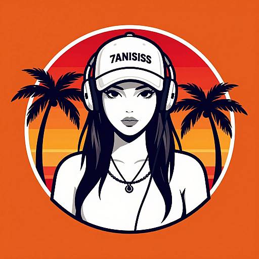 Digital illustration of a black-haired woman in a 