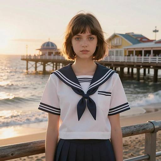 Vintage Sailor Girl with A-Line Bob