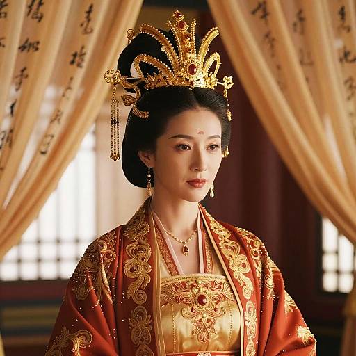 Portrait of Asian Queen in Royal Attire