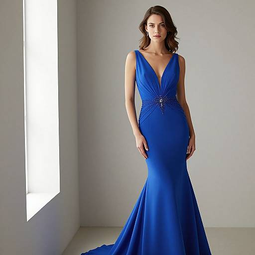 Elegant Royal Blue Mermaid Wedding Gown
