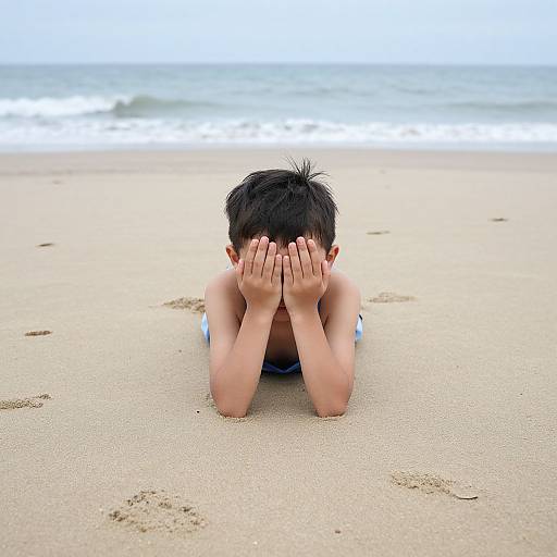 Child's Silent Rebellion by the Sea