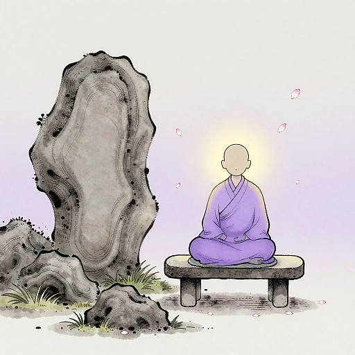 Zen Rock Garden Minimalist Illustration