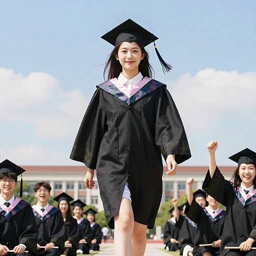 Confident Girl Graduating Across Podium