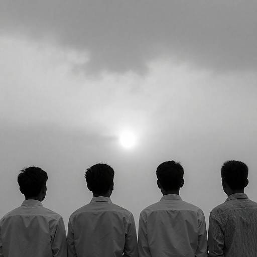 Silhouetted Men in Black and White