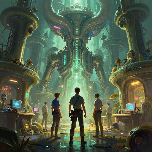 Biomechanical Engineers in Alien Cyberpunk City