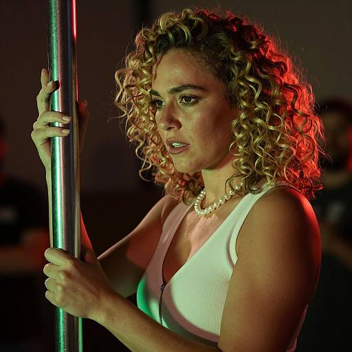 Dramatic Portrait of Woman with Curly Hair