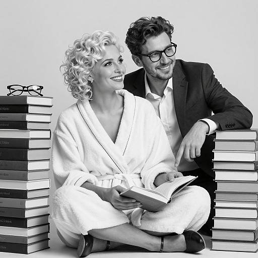 Cozy Reading Moment in Black and White