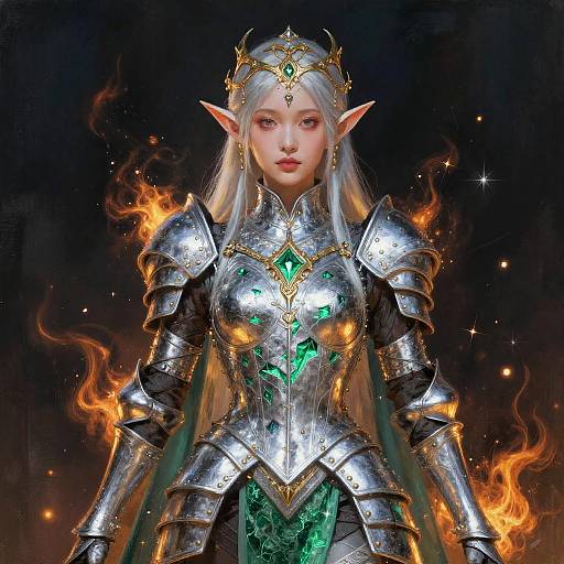 Ethereal Elf Queen in Silver Armor