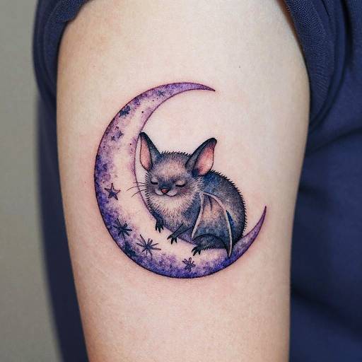 Cozy Watercolor Bat Tattoo Design