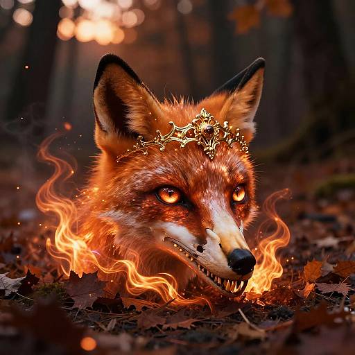 Radiant Amber Fox Skull Artwork