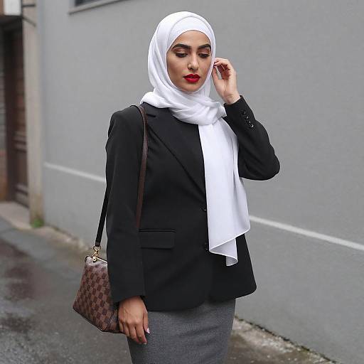 Elegant Woman in Hijab on Alley