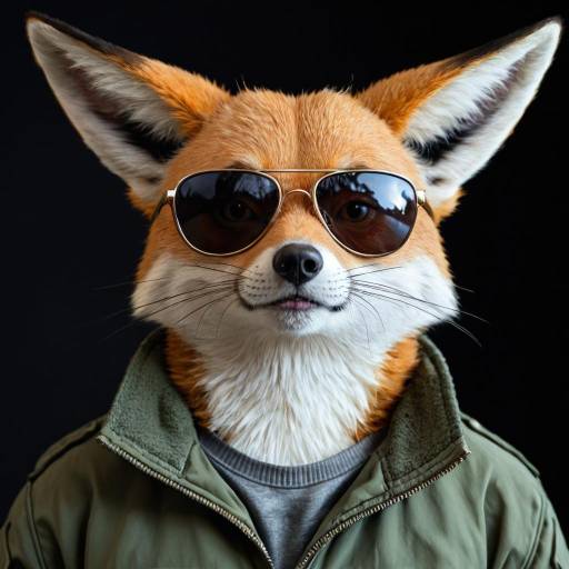 Realistic Fox Portrait in Sunglasses Realistic Fox Portrait in Sunglasses