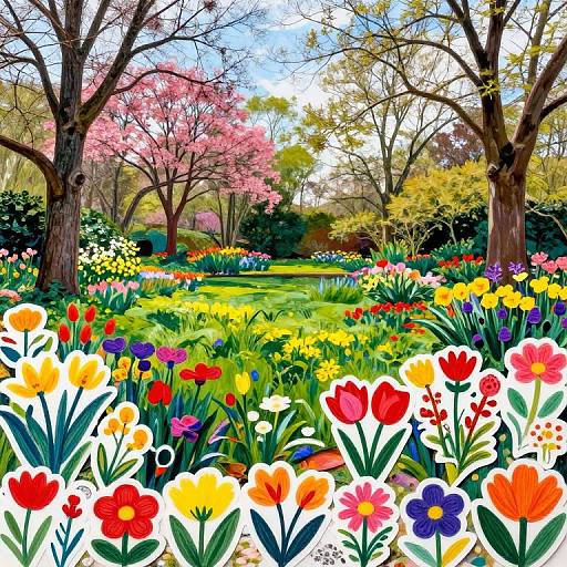 Vibrant Spring Flowers Mixed Media