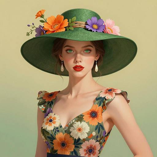 Elegant Woman in Floral Fashion Illustration
