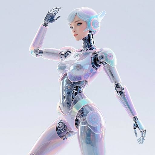 Futuristic Pastel Cyborg Woman Art