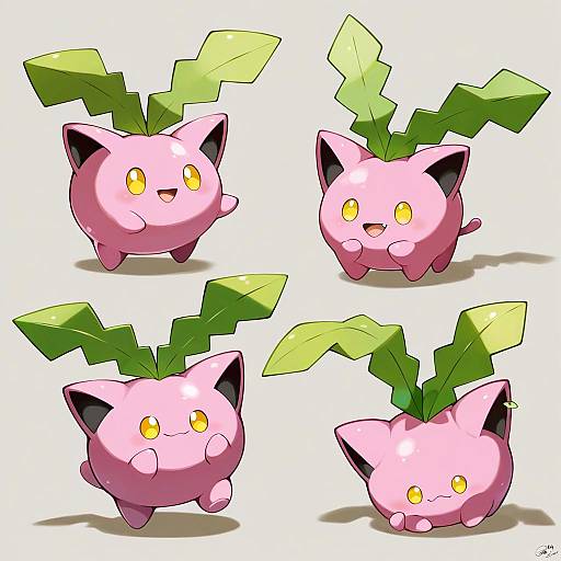 Illustration of Hoppip, pokemon in the style of Gorilla (bun0615)