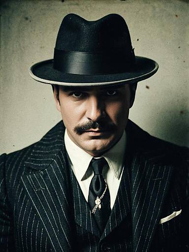 Vintage Gangster Man in Pinstripe Suit