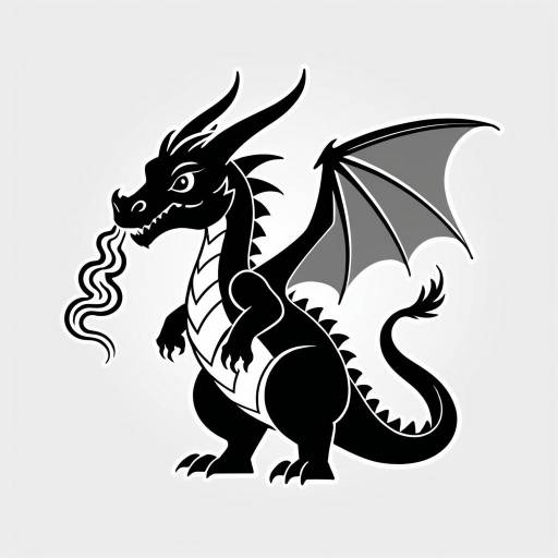 Minimalist Black and White Dragon Logo