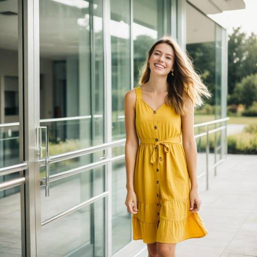 Young Woman in Yellow Sundress Outdoors