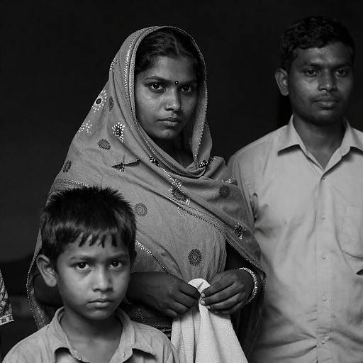 Intimate Black-and-White Portrait of Three