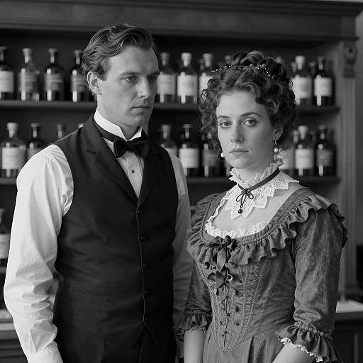 Victorian Apothecary Portrait in Monochrome