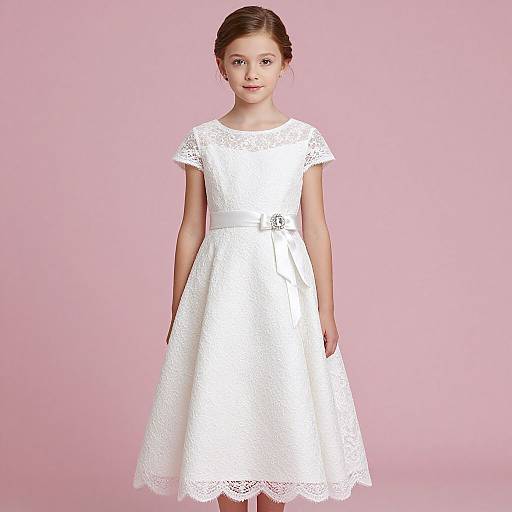 Elegant Flower Girl in White Dress