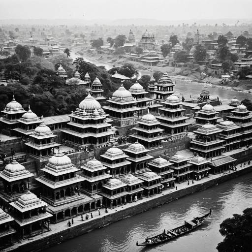 Medieval Indian Temple City with River and Gondola